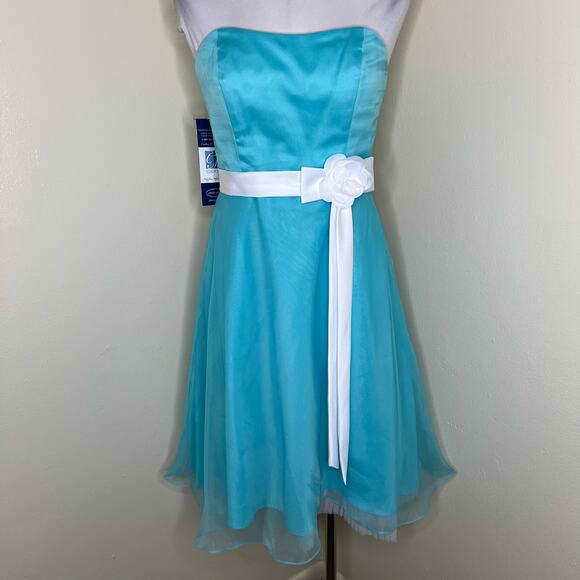 Alfred Angelo Dresses & Skirts - Alfred Angelo Bridesmaid Dress 8 Blue Strapless Fit & Flare Special Occasion New